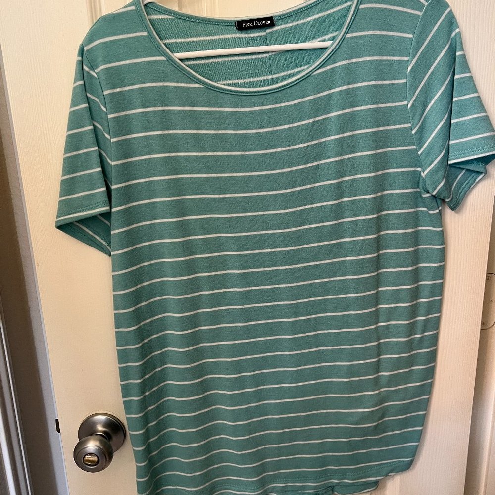 Pink Clover Teal Striped Top
